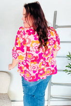 Load image into Gallery viewer, Find Love Pink/Yellow Floral Frill Balloon Short Sleeve Top
