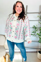 Load image into Gallery viewer, All For Love Ivory Jacquard Vertical Floral Button Down Cardigan
