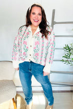 Load image into Gallery viewer, All For Love Ivory Jacquard Vertical Floral Button Down Cardigan
