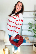 Load image into Gallery viewer, Be Mine White Jacquard Heart Stripe Pullover Sweater
