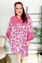 Load image into Gallery viewer, Let&#39;s Meet Up Red &amp; Pink Paisley Drop Shoulder Kimono Dress
