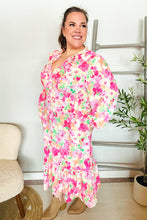 Load image into Gallery viewer, Beautiful You Frill V-Neck Shirred Waist Floral Maxi Dress
