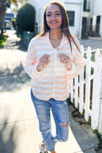 Load image into Gallery viewer, Embrace Joy Beige &amp; Ivory Collar Stripe Bow Tie Terry Top
