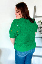 Load image into Gallery viewer, Flower Power Embroidered Crochet Textured Short Sleeve Sweater
