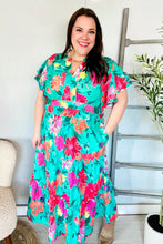 Load image into Gallery viewer, Hello Beautiful Multicolor Tropical Floral Smock Waist Maxi Dress
