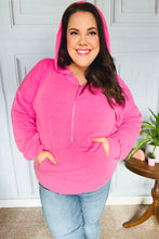 Load image into Gallery viewer, Ready to Relax Hot Pink Half Zip French Terry Hoodie
