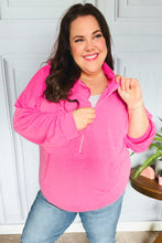 Load image into Gallery viewer, Ready to Relax Hot Pink Half Zip French Terry Hoodie
