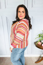 Load image into Gallery viewer, Be Bold Coral &amp; Sienna Stripe Pullover Notched Neck Hoodie
