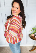 Load image into Gallery viewer, Be Bold Coral &amp; Sienna Stripe Pullover Notched Neck Hoodie
