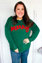 Load image into Gallery viewer, Be Merry Hunter Green Pop Up Lurex Sweater
