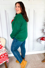 Load image into Gallery viewer, Be Merry Hunter Green Pop Up Lurex Sweater
