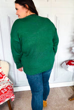 Load image into Gallery viewer, Be Merry Hunter Green Pop Up Lurex Sweater
