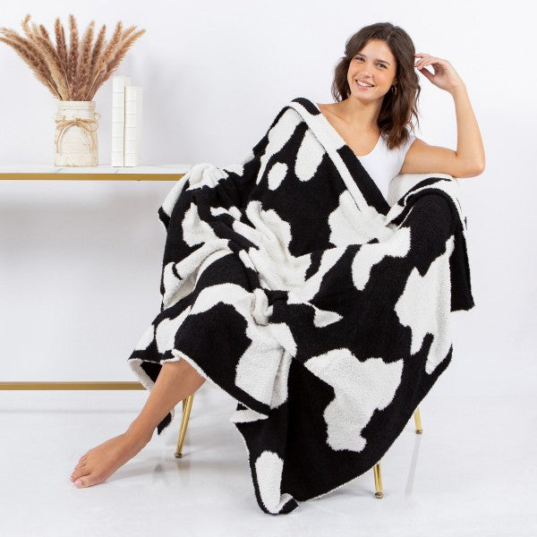 Barefoot Dreams Blanket- Black and White Cow